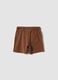 Brown pure organic cotton shorts with elasticated waist for baby boys, regular fit_1