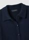 Blue cotton cardigan with polo collar, regular fit_5