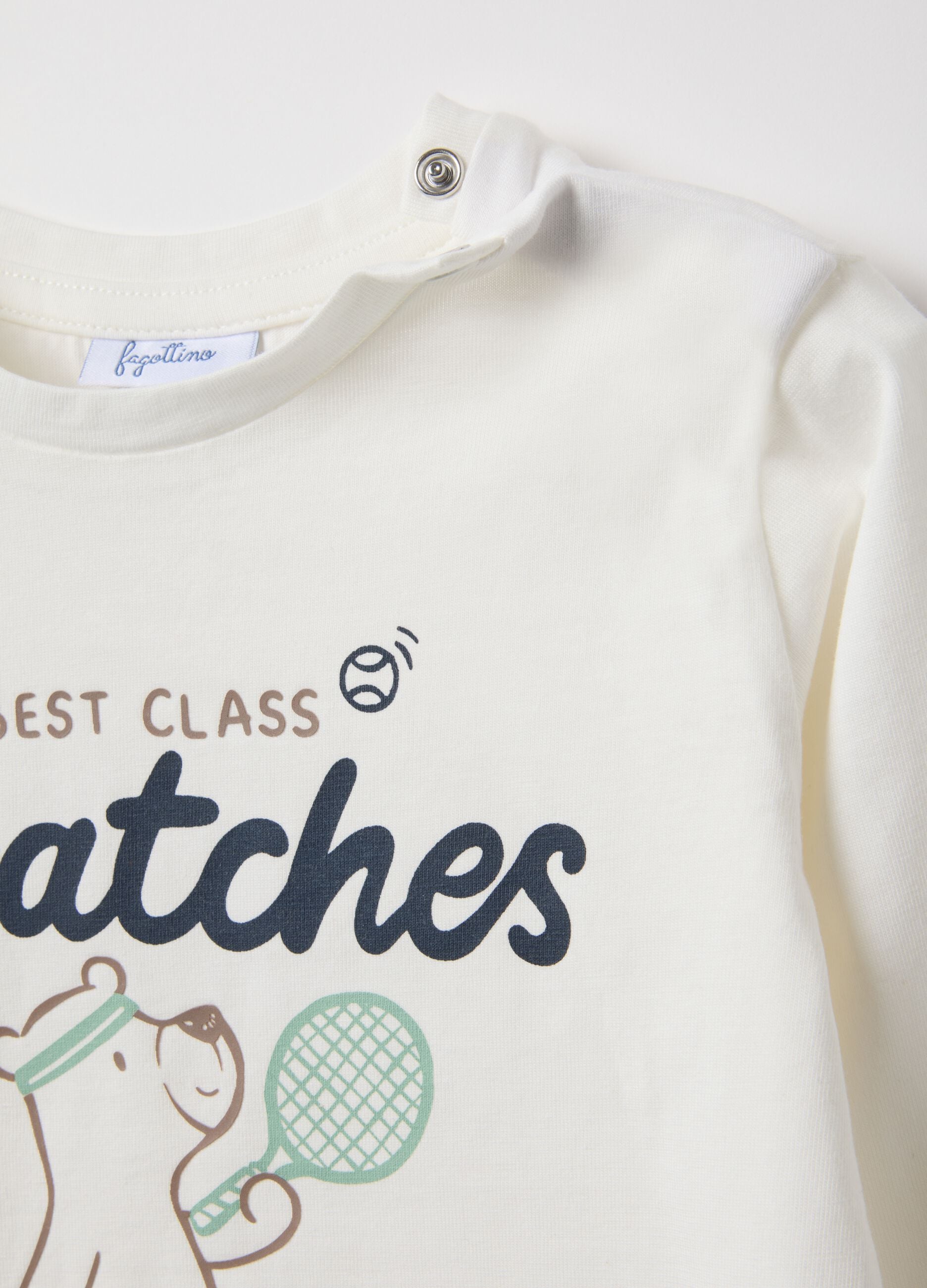 White pure cotton regular fit children's t-shirt with print