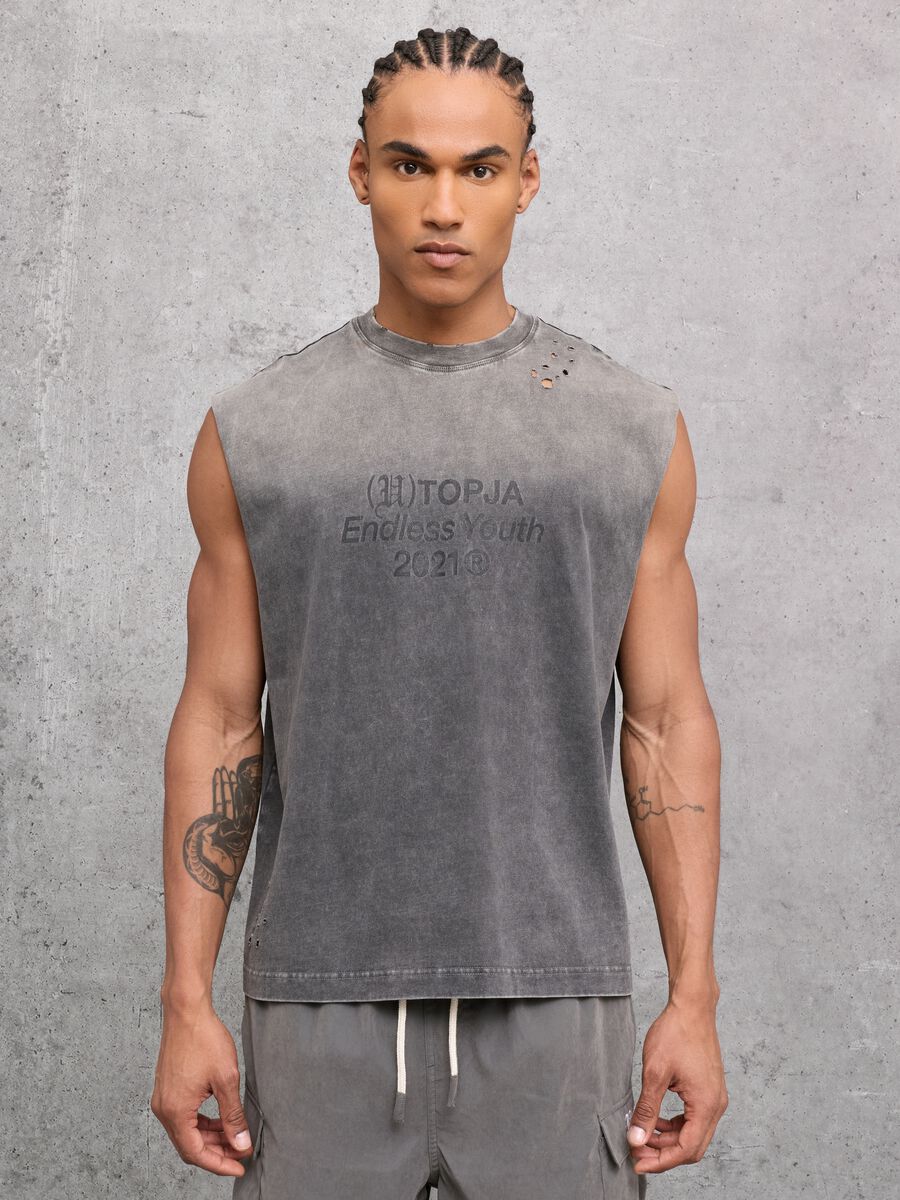 Sunfaded Distressed Tank Top Vintage Grey_0