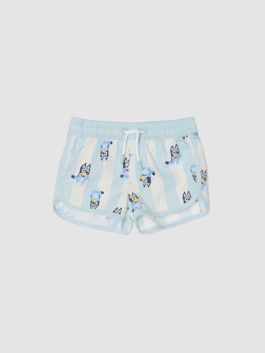 Costume shorts azzurro a righe con stampa Bluey per bimbo_0
