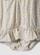 Yellow pure cotton baby girl romper with ruffles and floral print_2