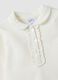 White stretch organic cotton polo shirt with ruffle detailing for baby girl_2