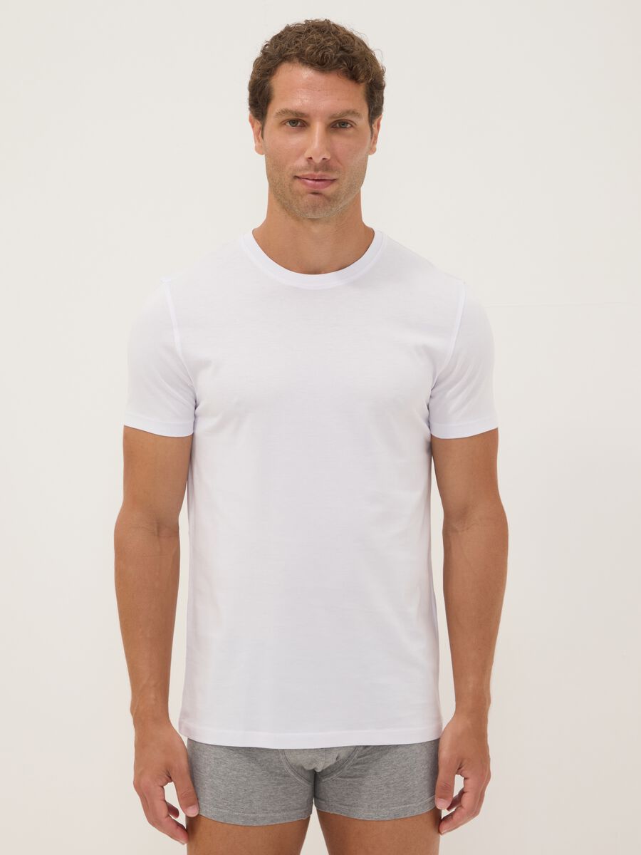 White Supima cotton crew-neck T-shirt, regular fit_0