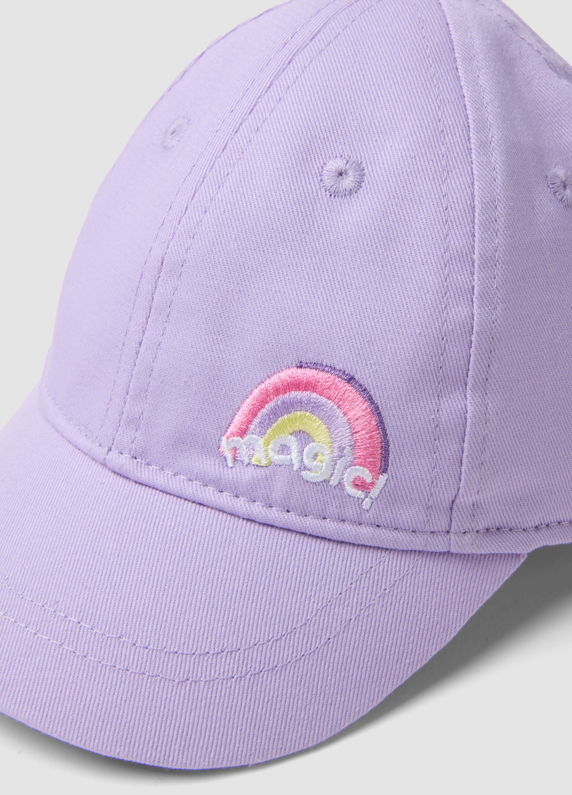 Purple pure cotton baseball cap for kids with embroidery