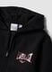 Black cotton-blend hooded zip hoodie for girls, regular fit_5