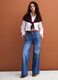 Blue denim wide-leg jeans in pure cotton_0