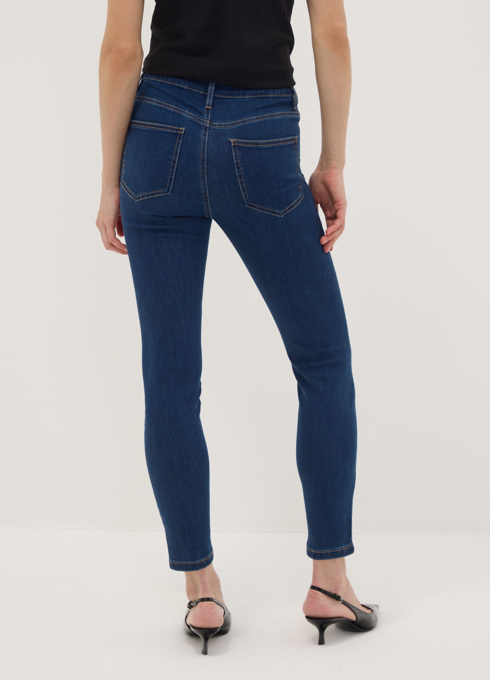 Blue skinny-fit jeans in stretch cotton and viscose