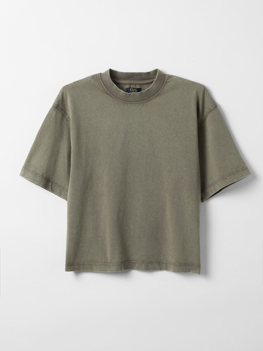 T-shirt in puro cotone verde da ragazza oversize fit_3