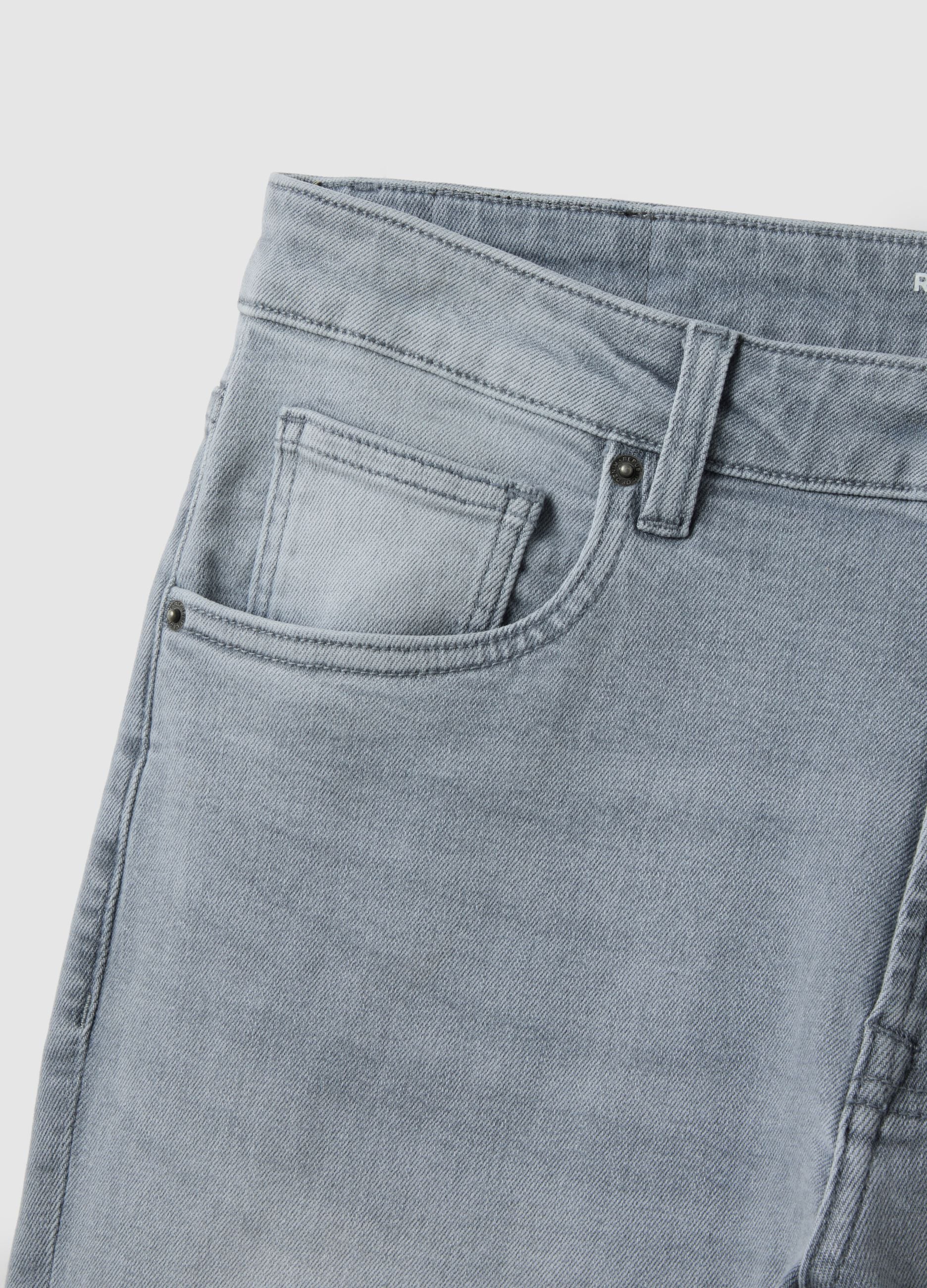 Slim fit stretch cotton grey jeans