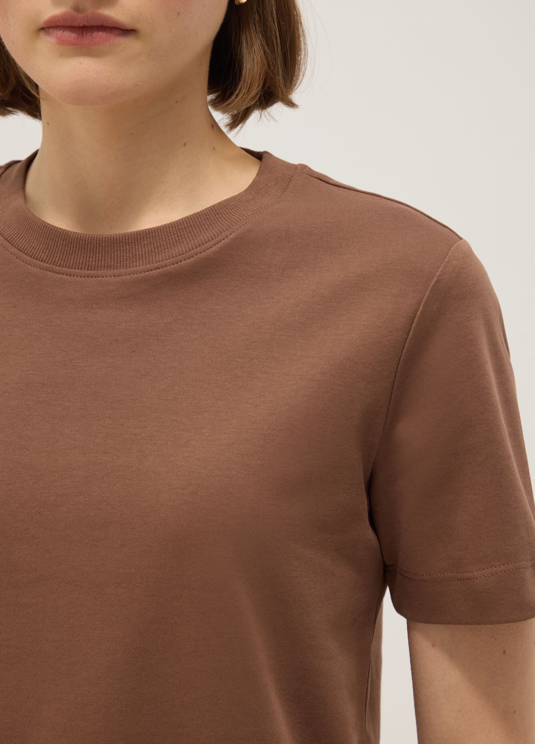 Brown pure cotton relaxed fit t-shirt