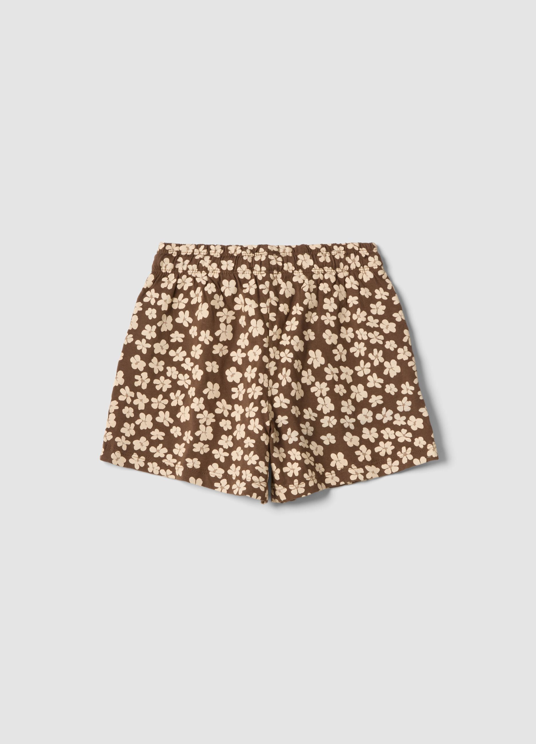 Multicoloured floral shorts in pure organic cotton for girls, regular fit