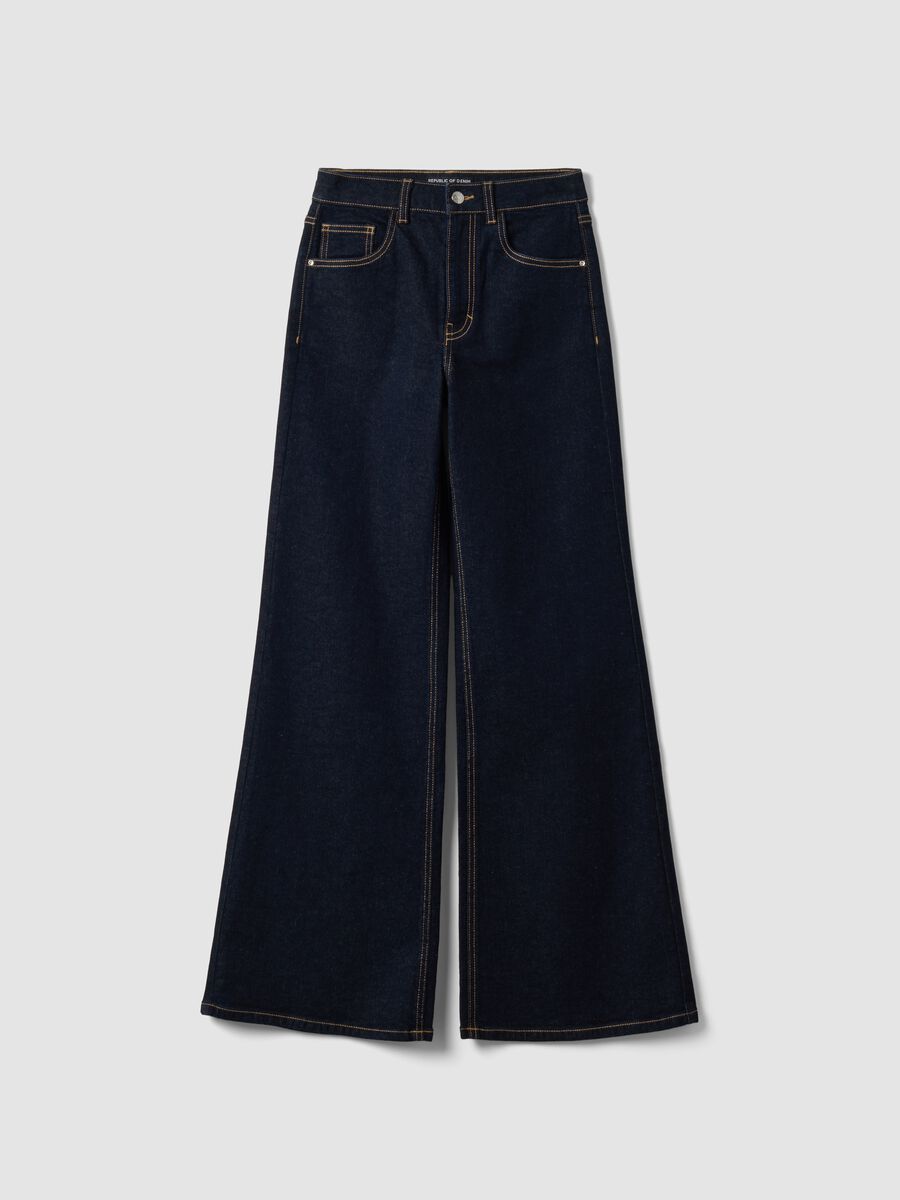 Blue wide-leg jeans in stretch cotton_4