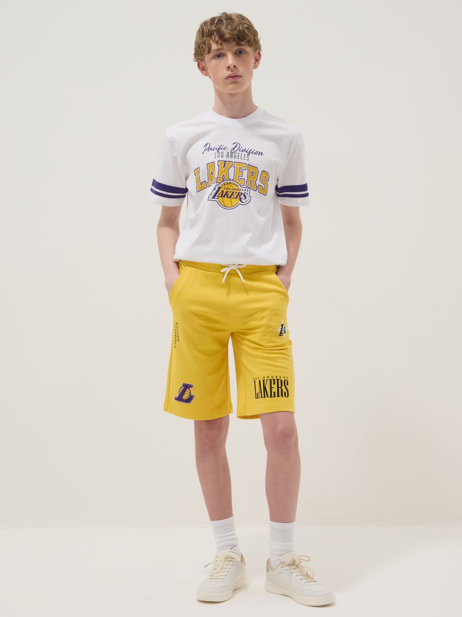 Yellow cotton-blend shorts_0