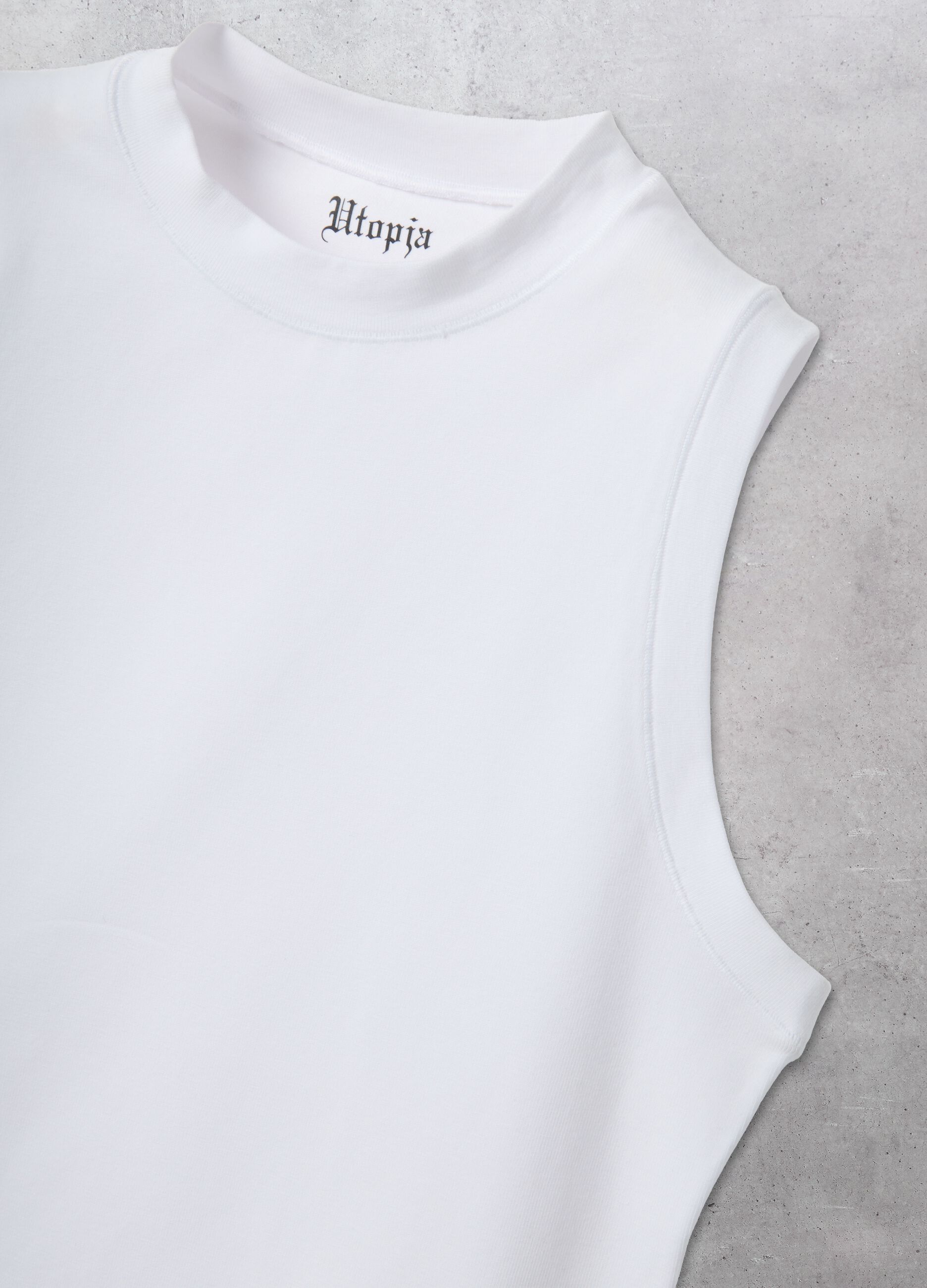 Mock Neck Tank Top White