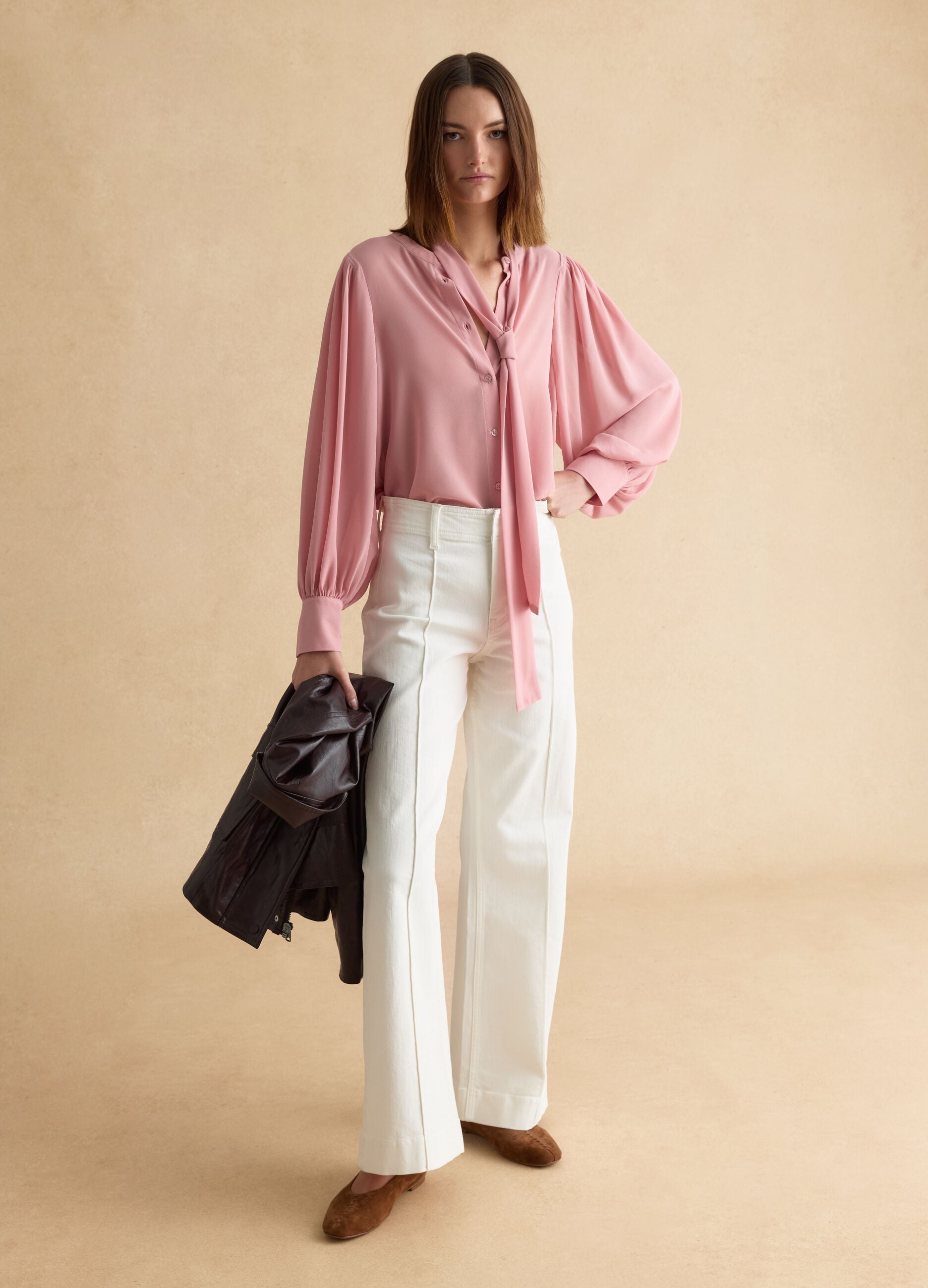 Pink regular fit blouse with buttons