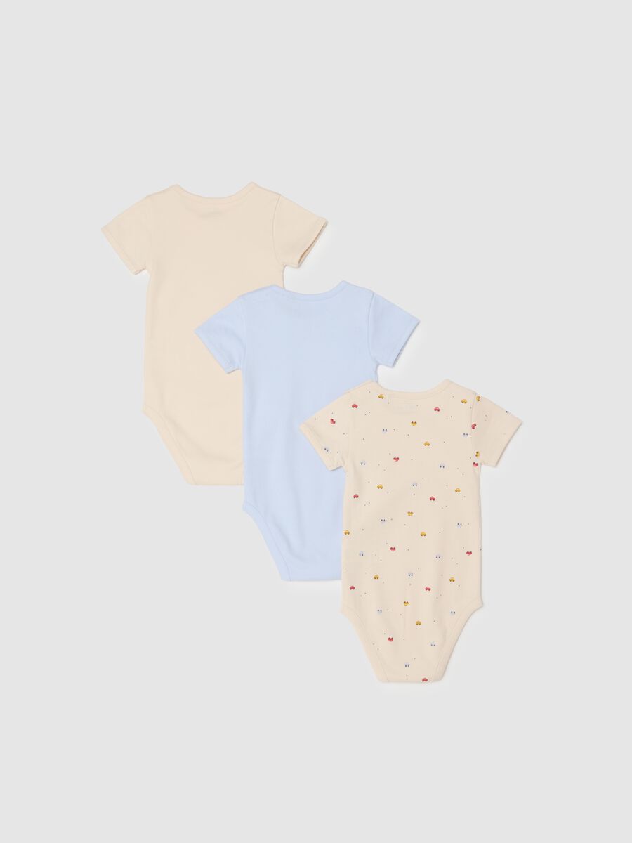 Tripack body a maniche corte multicolor da neonato in puro cotone_1