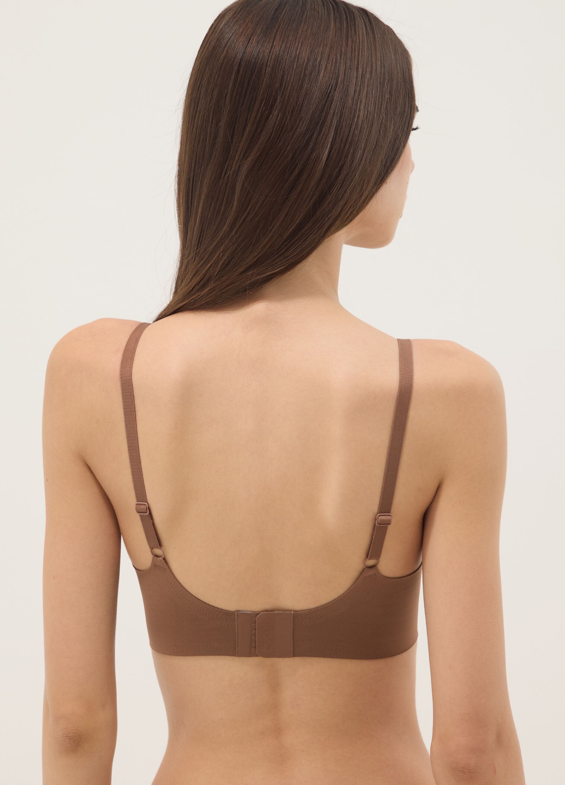 Brown Seamless Bra with Removable Padding