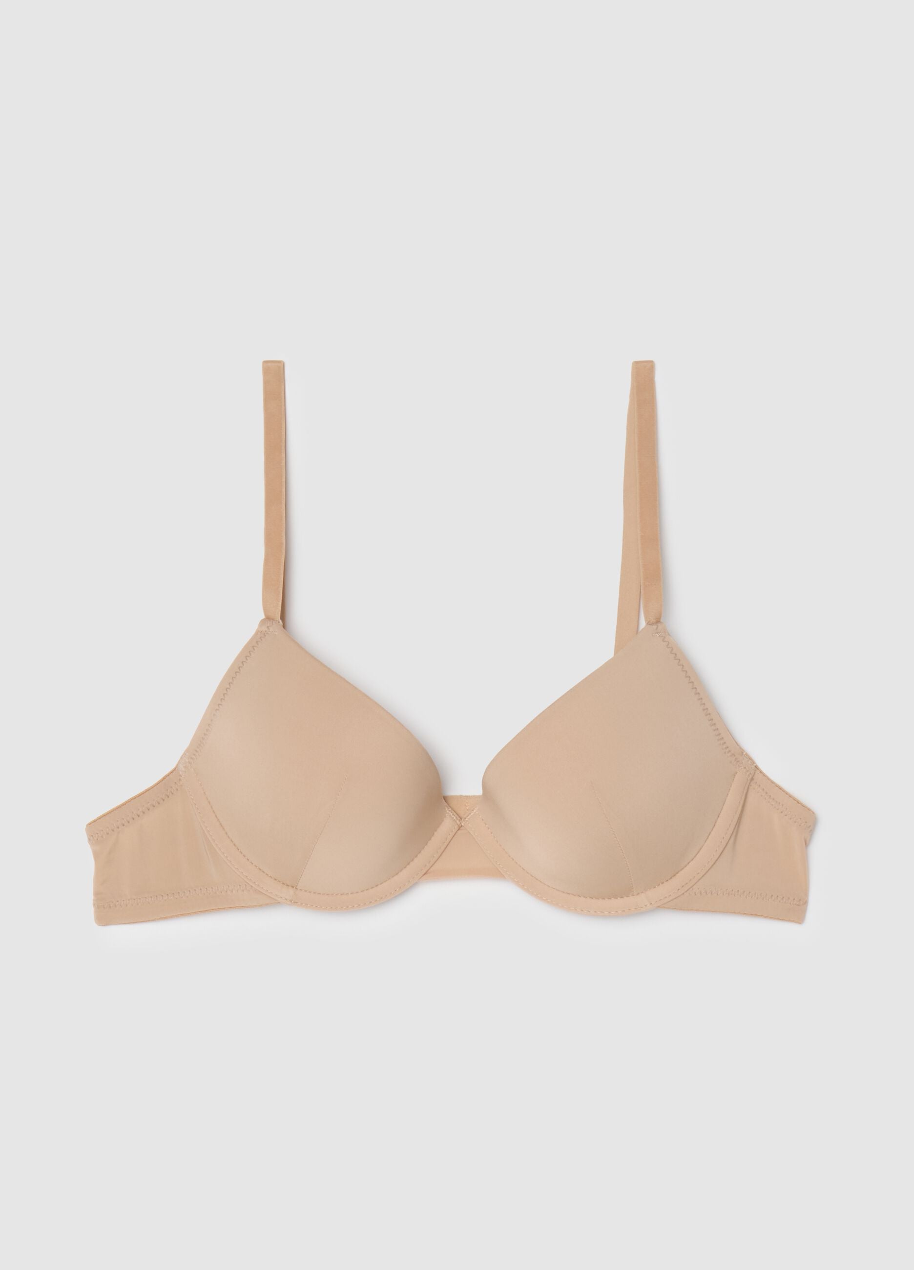 Women's beige stretch-blend bra