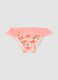 Pink stretchy fabric swim briefs with ruffles for baby girls_0