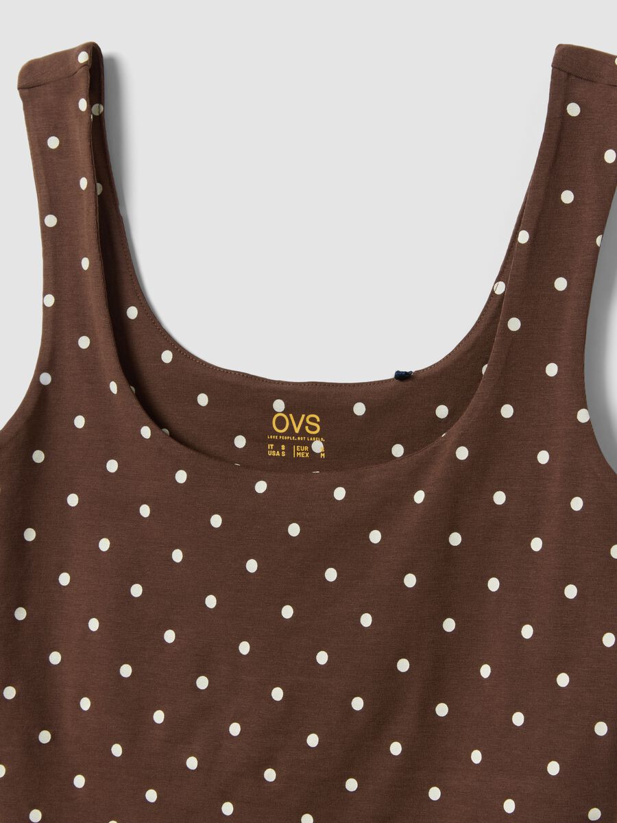 Brown fitted polka-dot stretch cotton top_6