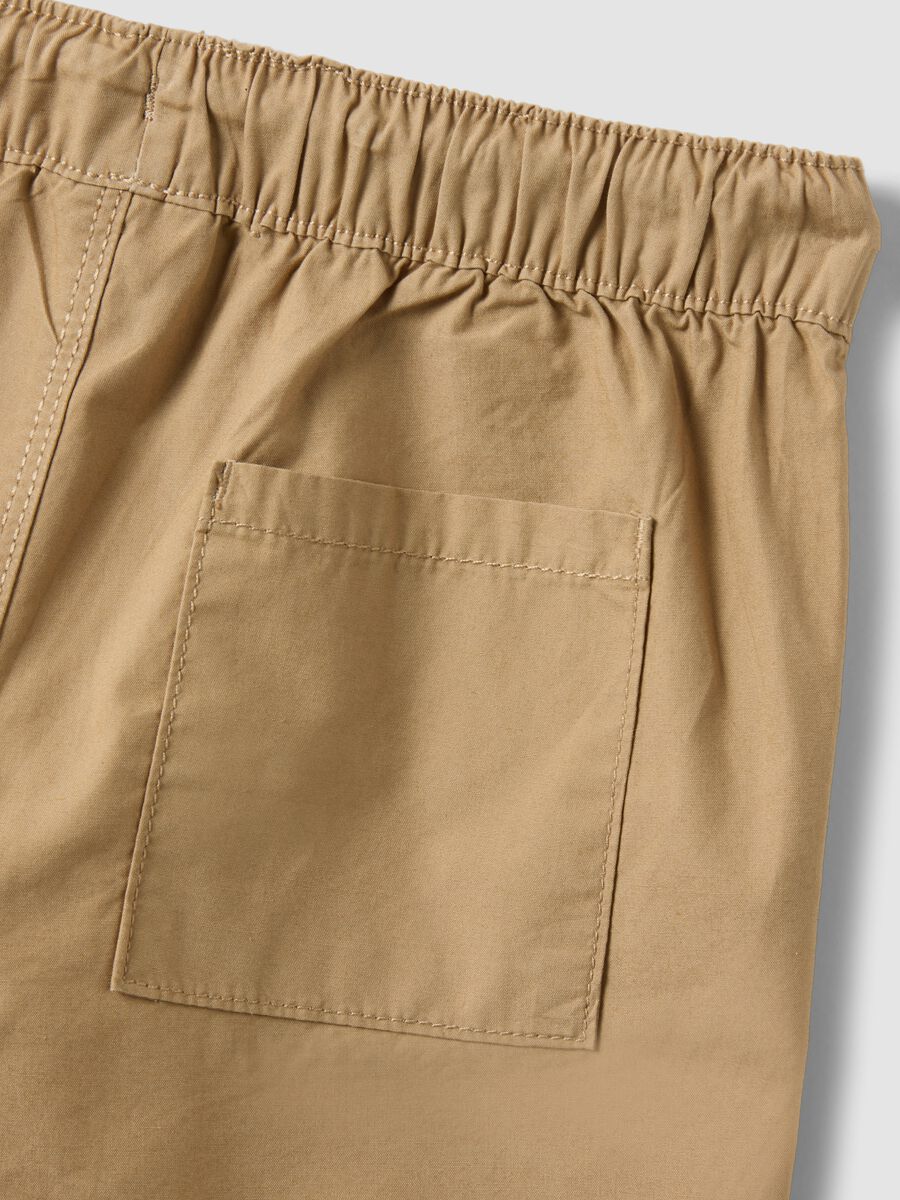 Shorts in puro cotone beige da bimbo regular fit con coulisse_2