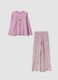 Pink long organic cotton jersey pyjamas with prints for girls_0