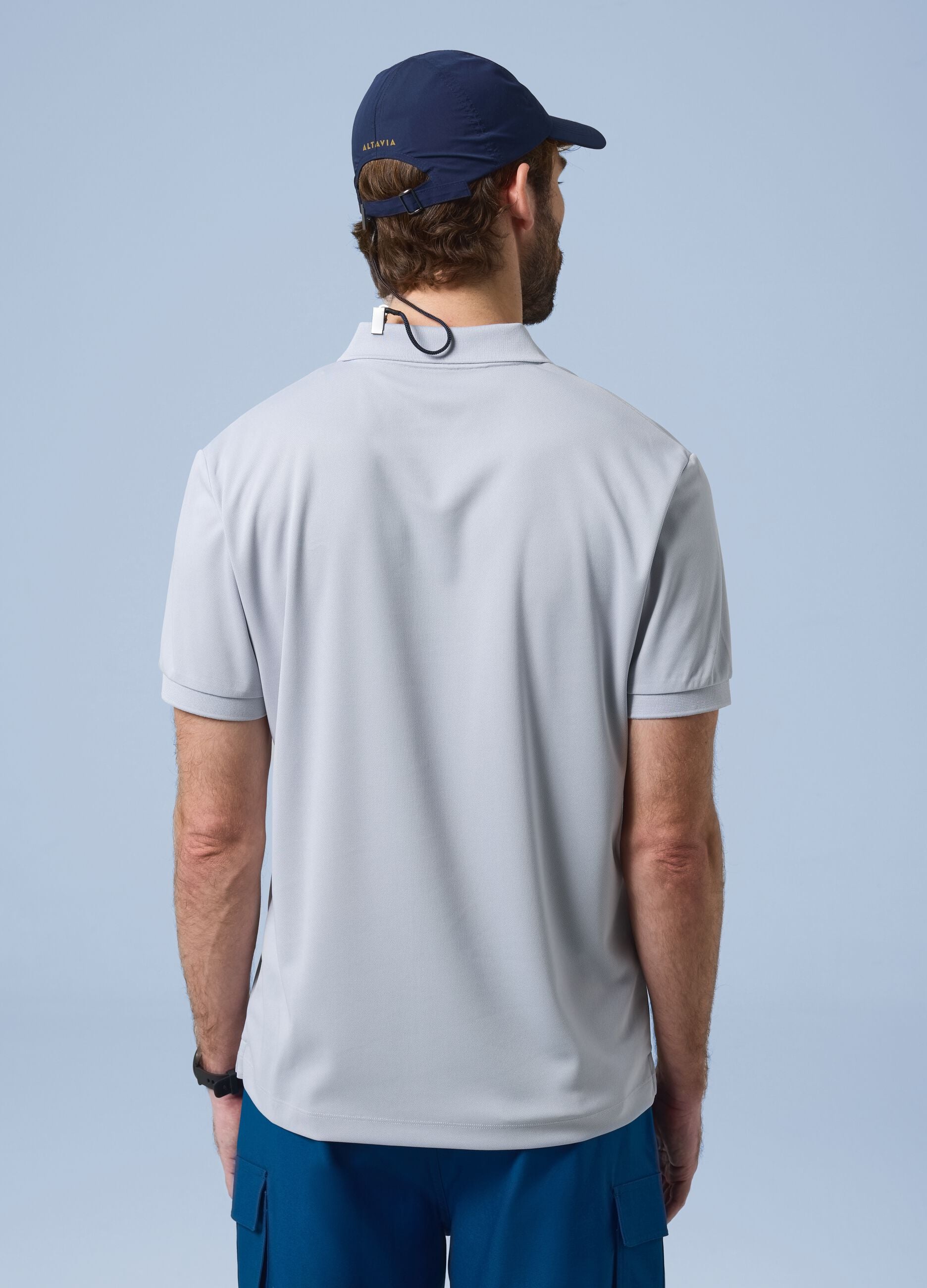 Grey ALTAVIA SAILING polo shirt with breathable classic collar