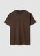 Brown regular fit crew neck T-shirt in pure cotton_4