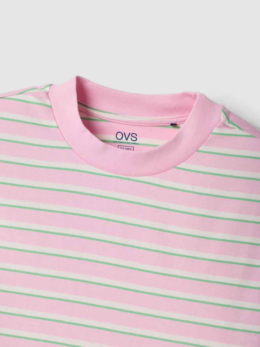 Pink striped pure cotton T-shirt_5