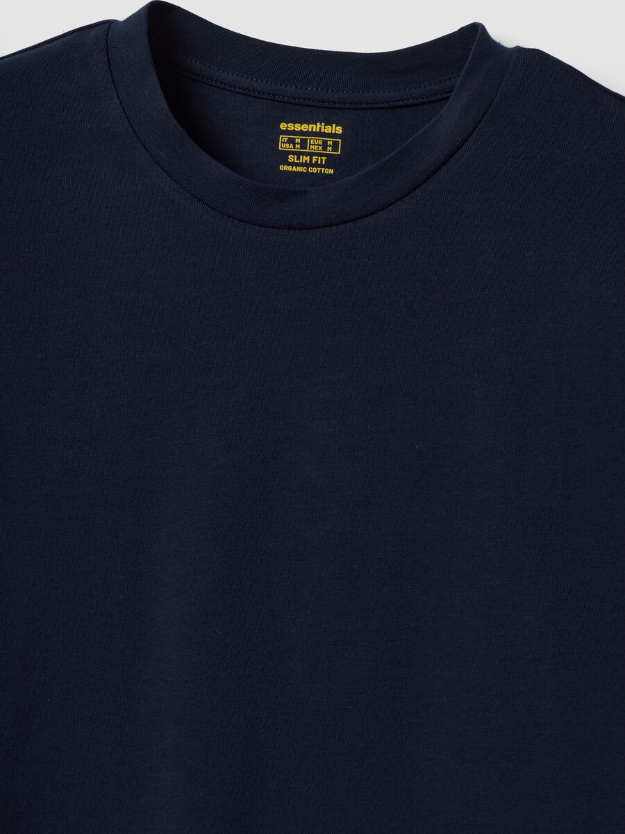 Blue organic cotton slim-fit short-sleeve T-shirt_2