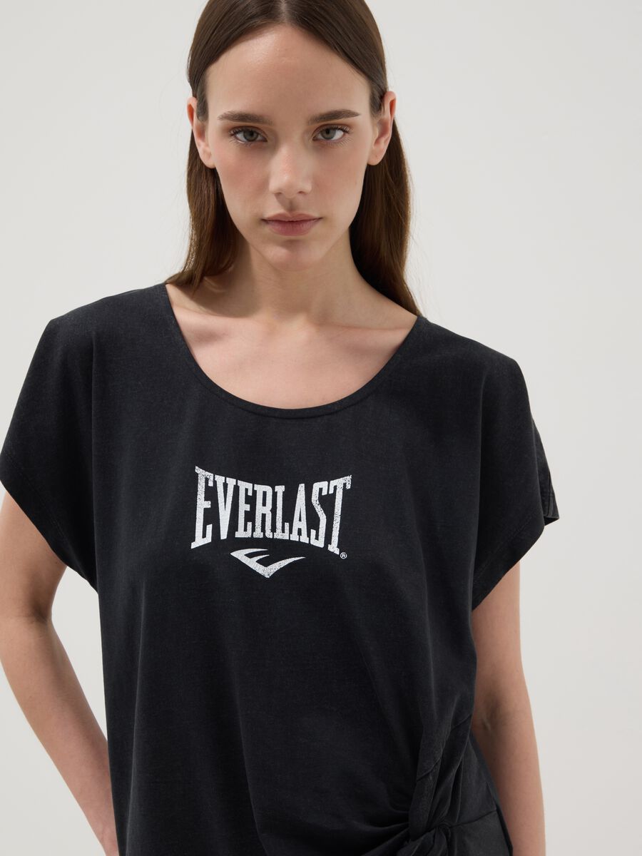 Black pure cotton regular fit T-shirt with knot detail_2
