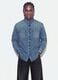 Blue denim shirt in pure cotton, regular fit_0