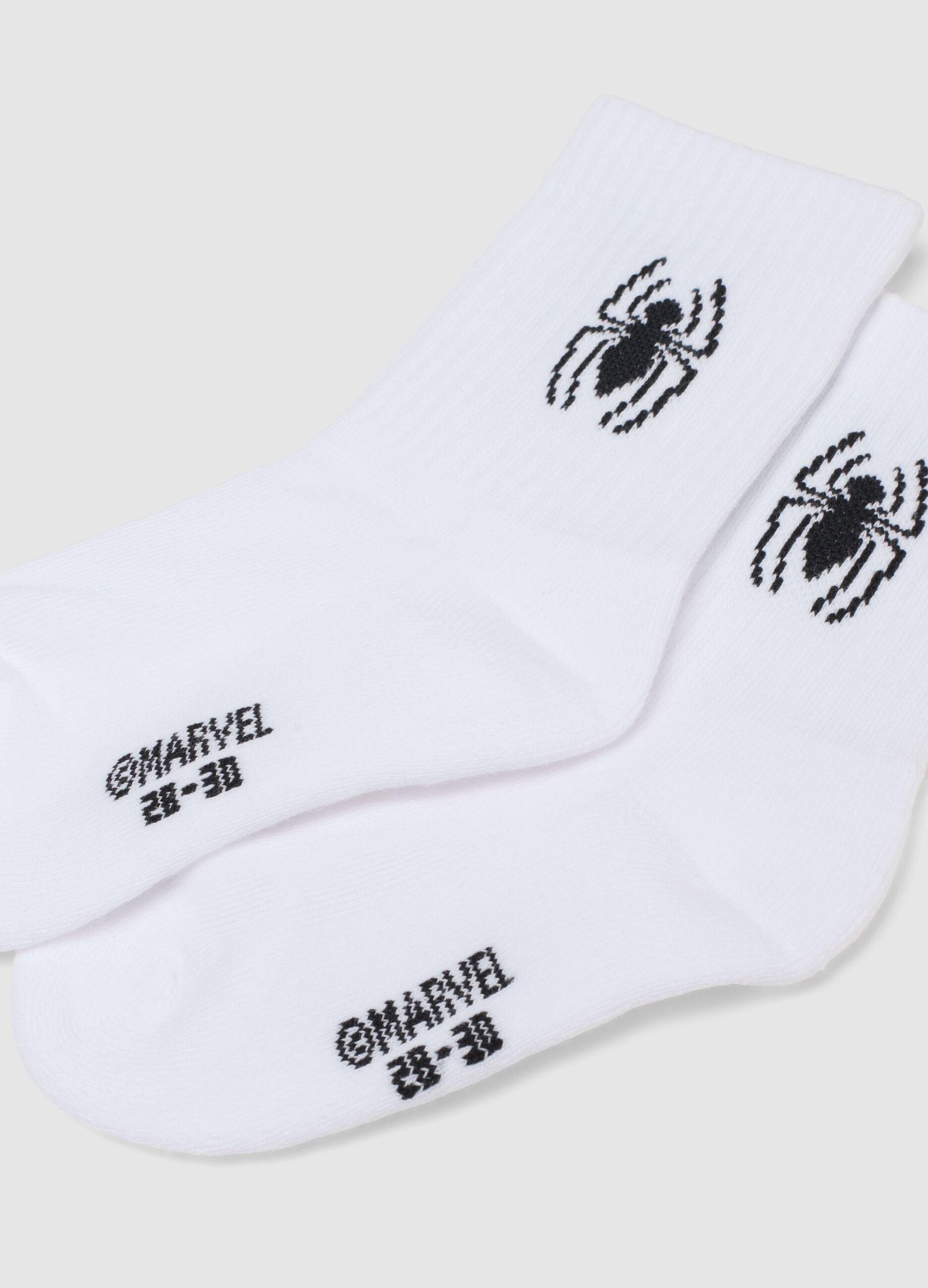 Pack of two pairs of boys' white cotton blend socks with Spider-Man logos