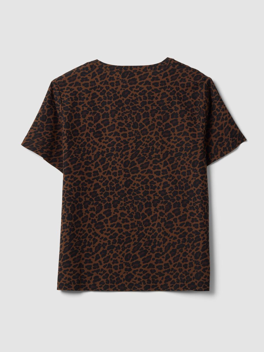 Brown pure viscose blouse with Mandarin collar and animal print, regular fit_5