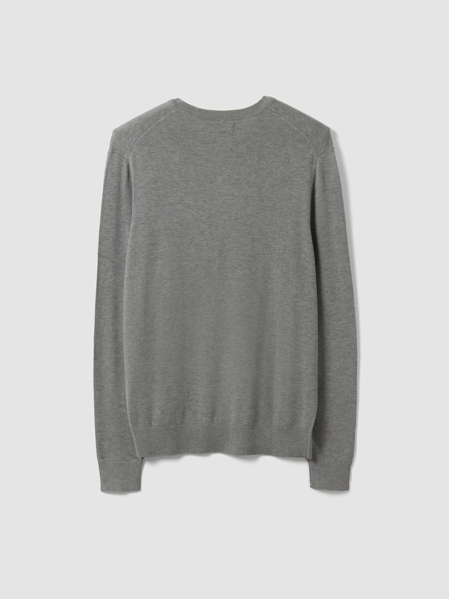 Grey viscose-blend V-neck jumper, regular fit_1