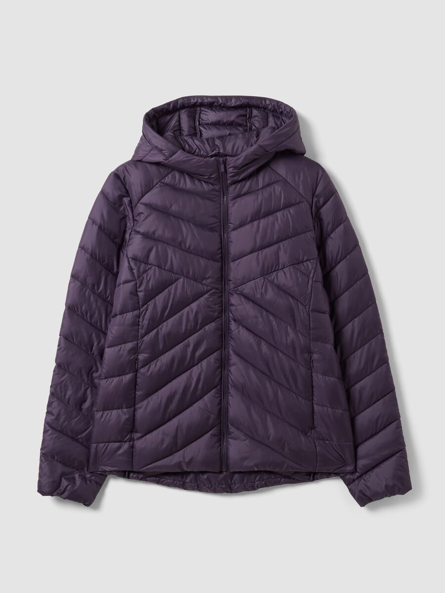 Purple Ultralight Quilted Jacket with Hood and Zip_4