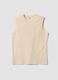 Beige crew-neck pure cotton vest top, relaxed fit_4