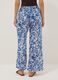 Blue and white organic cotton trousers with floral print_2