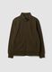 Felpa verde in misto cotone con girocollo e zip regular fit_0