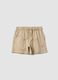 Beige organic cotton shorts with all-over print_0