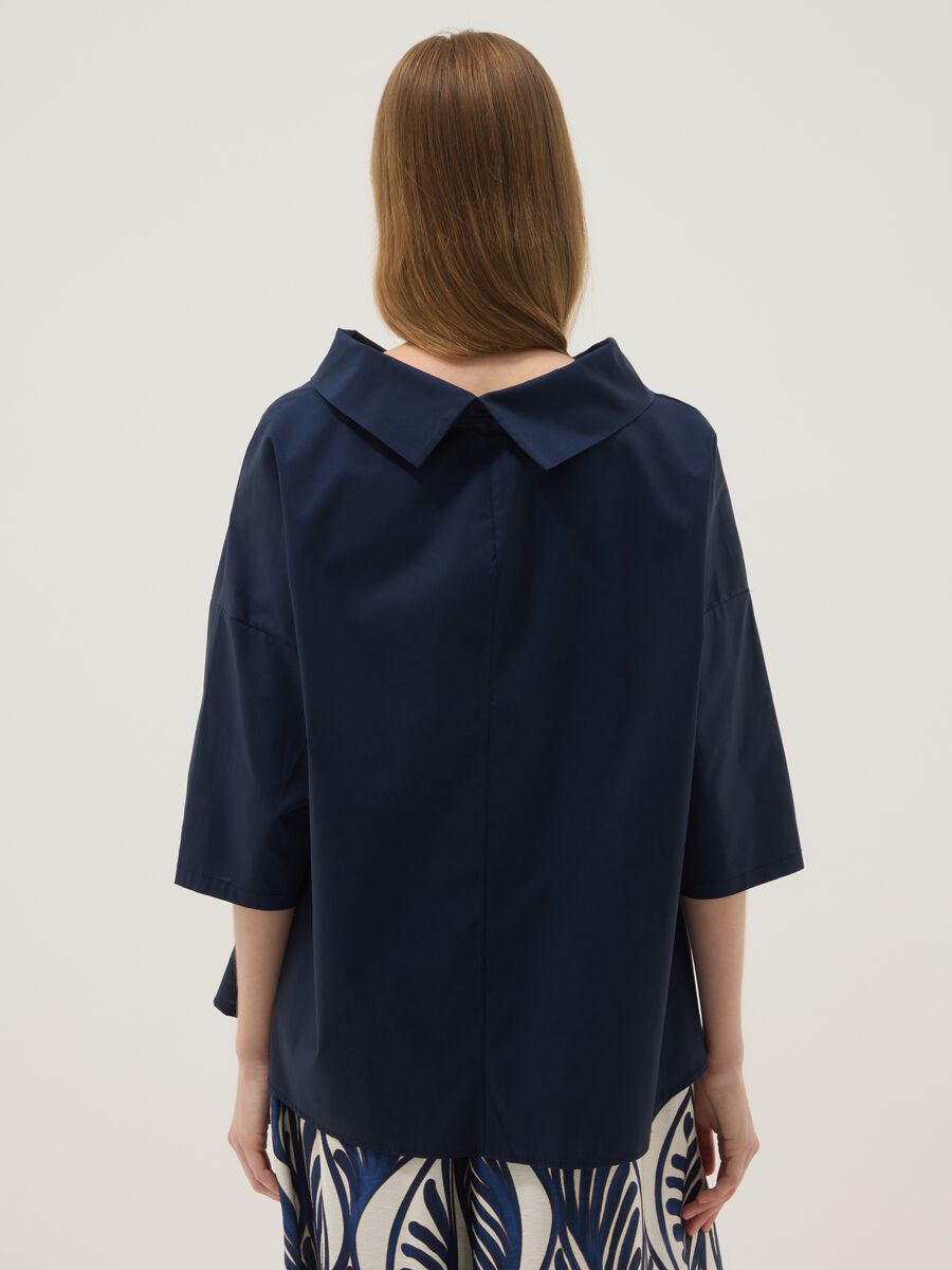 Blue stretch cotton top_3