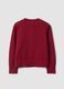 Red cotton-blend crew-neck cardigan, regular fit, for girls_1