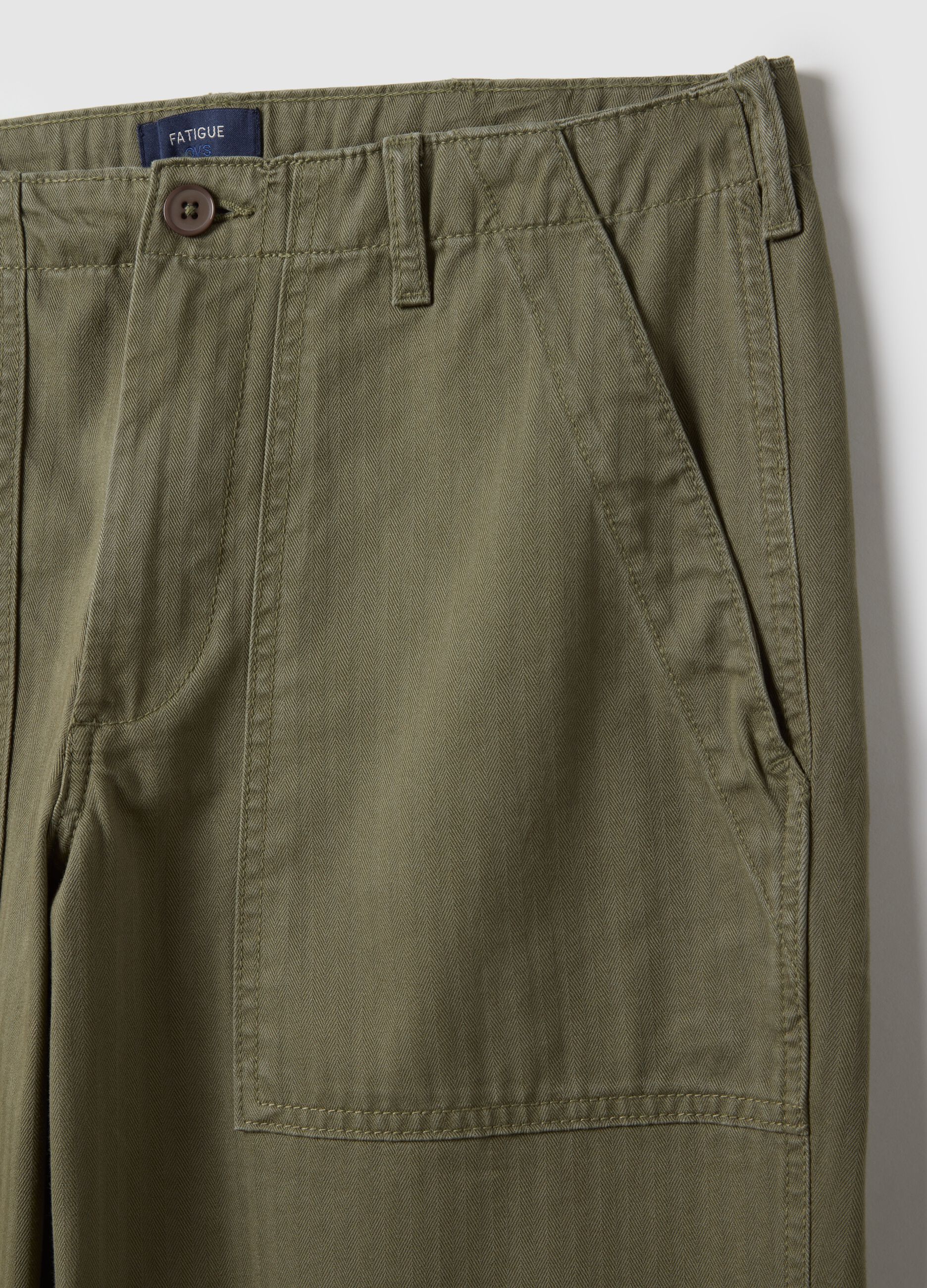 Green regular fit pure cotton chino trousers