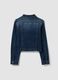Blue slim-fit stretch cotton denim jacket with zip_2