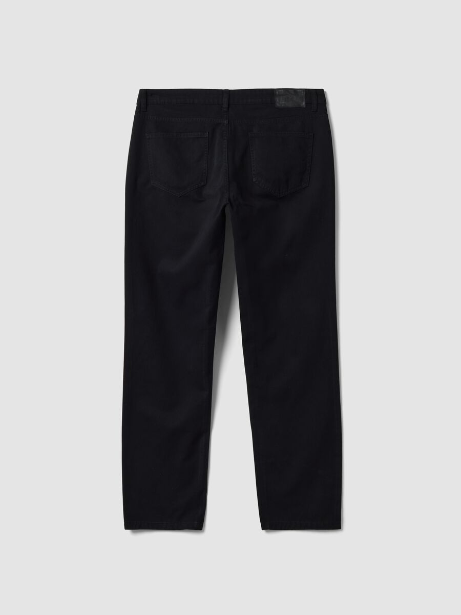 Pantaloni neri in puro cotone cinque tasche_1