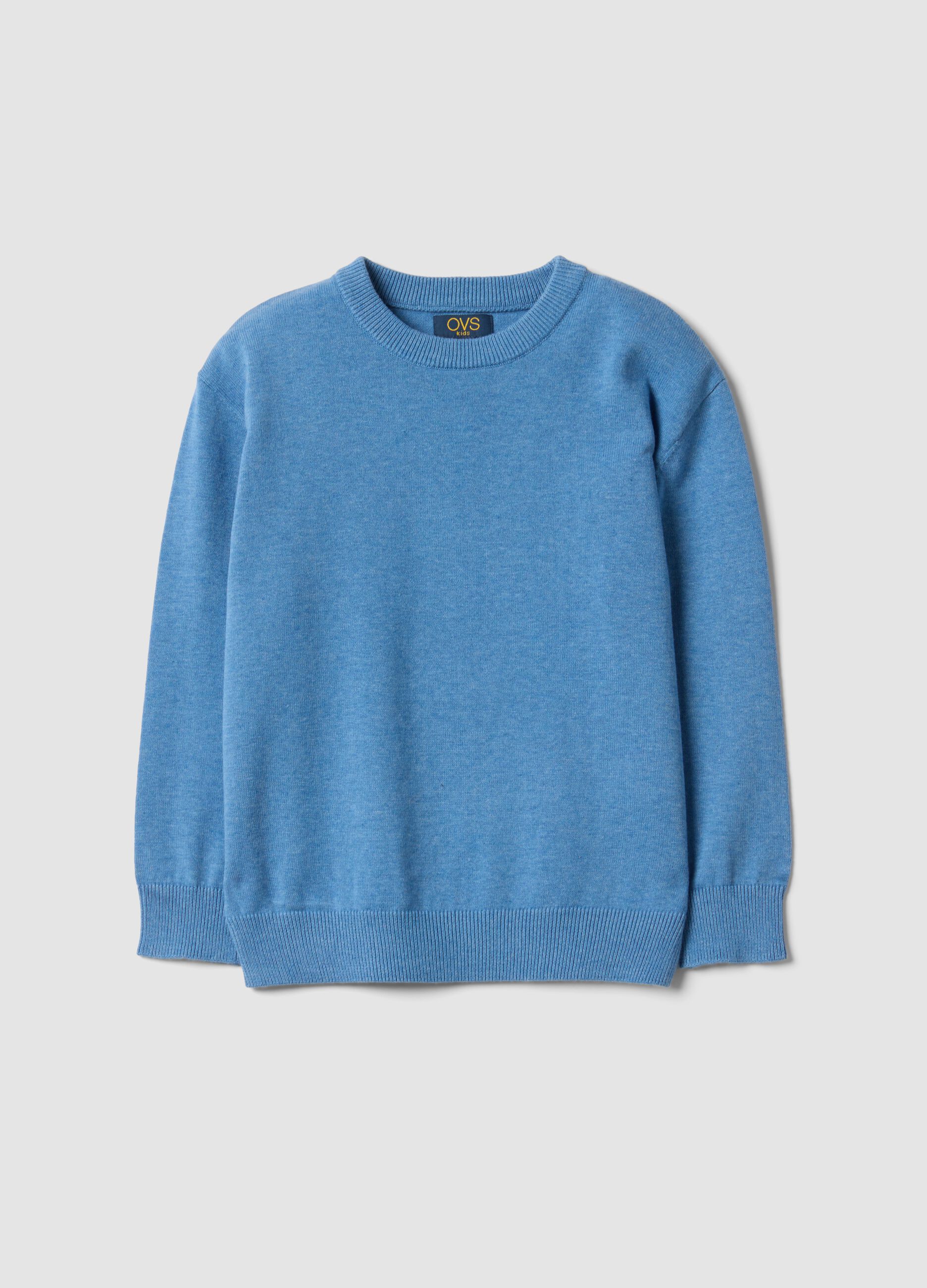 Blue pure cotton oversized crew-neck jumper for boys