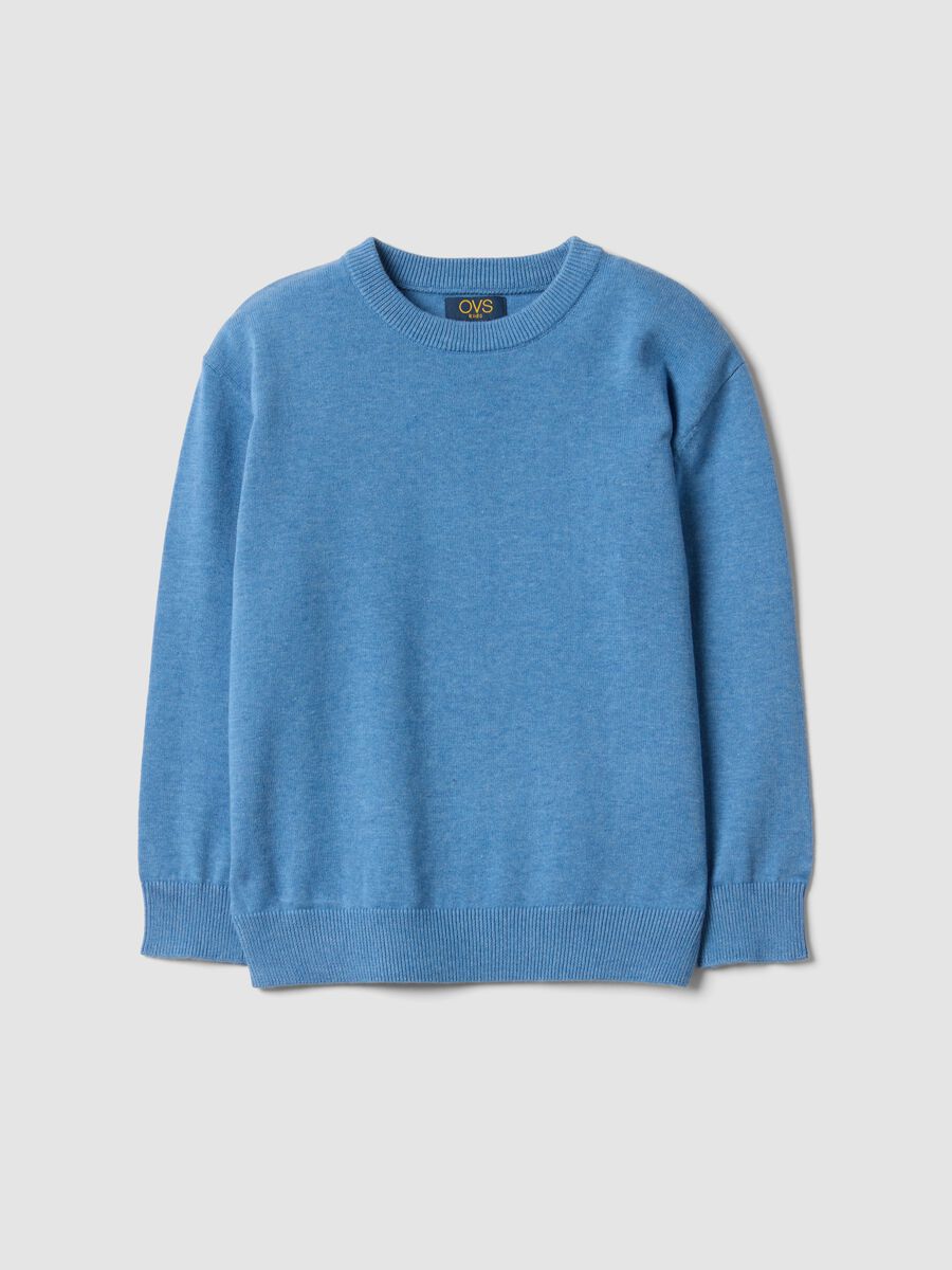 Blue pure cotton oversized crew-neck jumper for boys_0