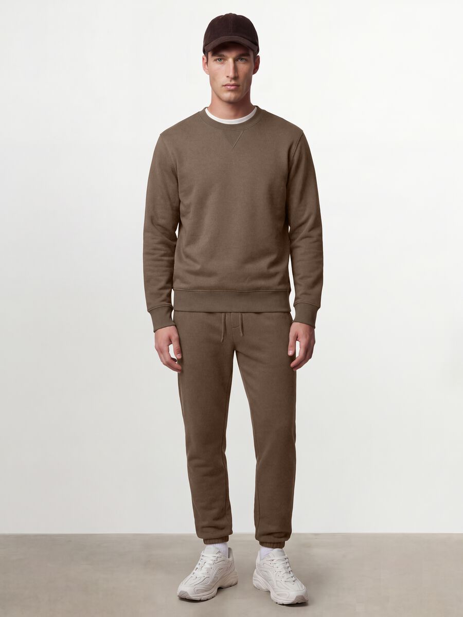 Grey crew neck sweatshirt in cotton blend, regular fit_2