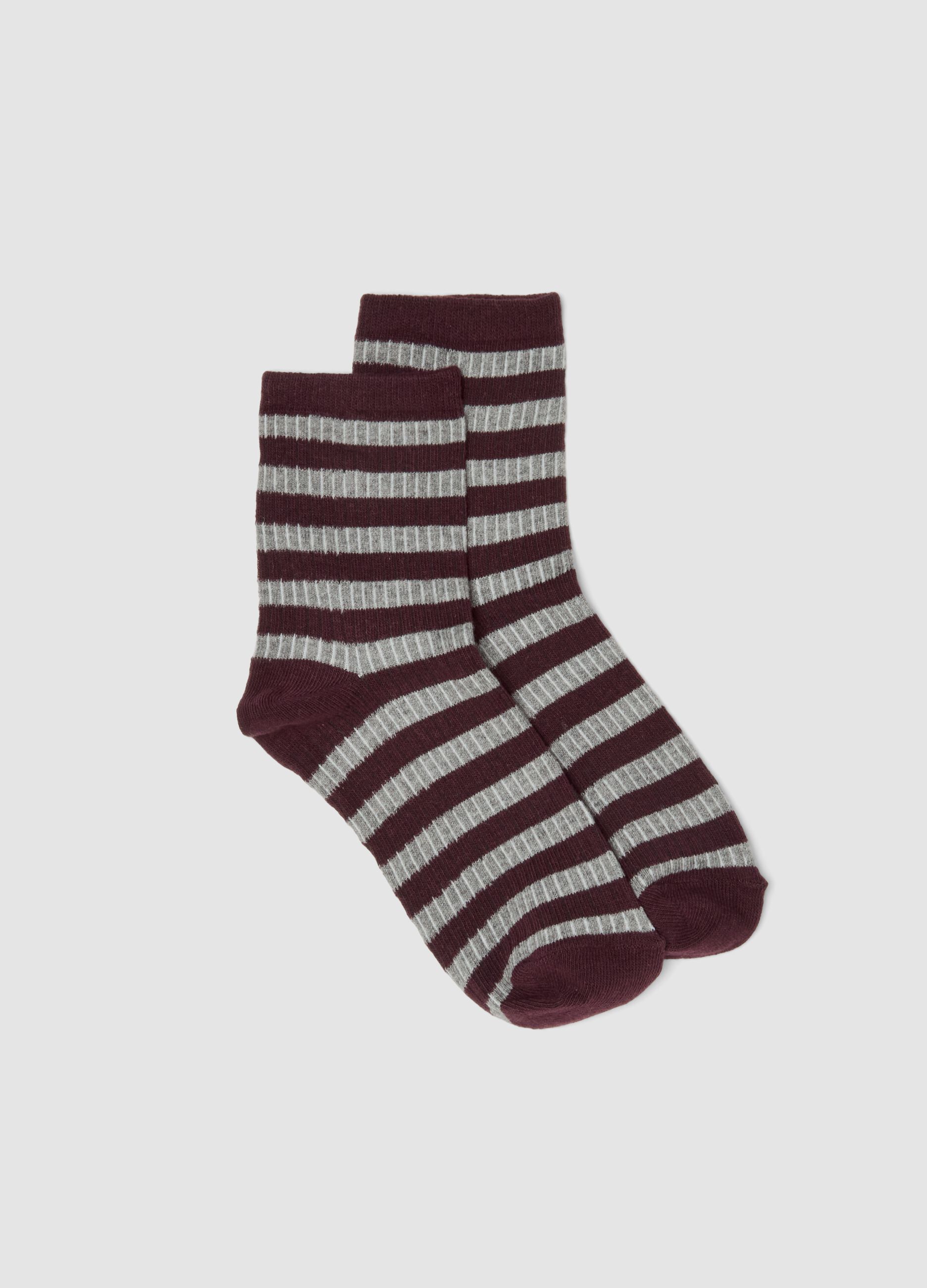 Purple striped socks in stretch organic cotton